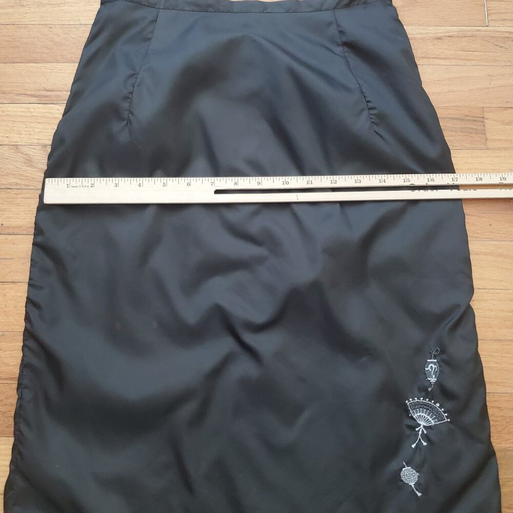 Arquette of Hollywood Vintage Embroidered Slip Skirt Black Coquette Retro - Picture 7 of 10